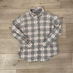 Vintage Lemon Grass Women's Heart Pattern Plaid Button-Down Shirt